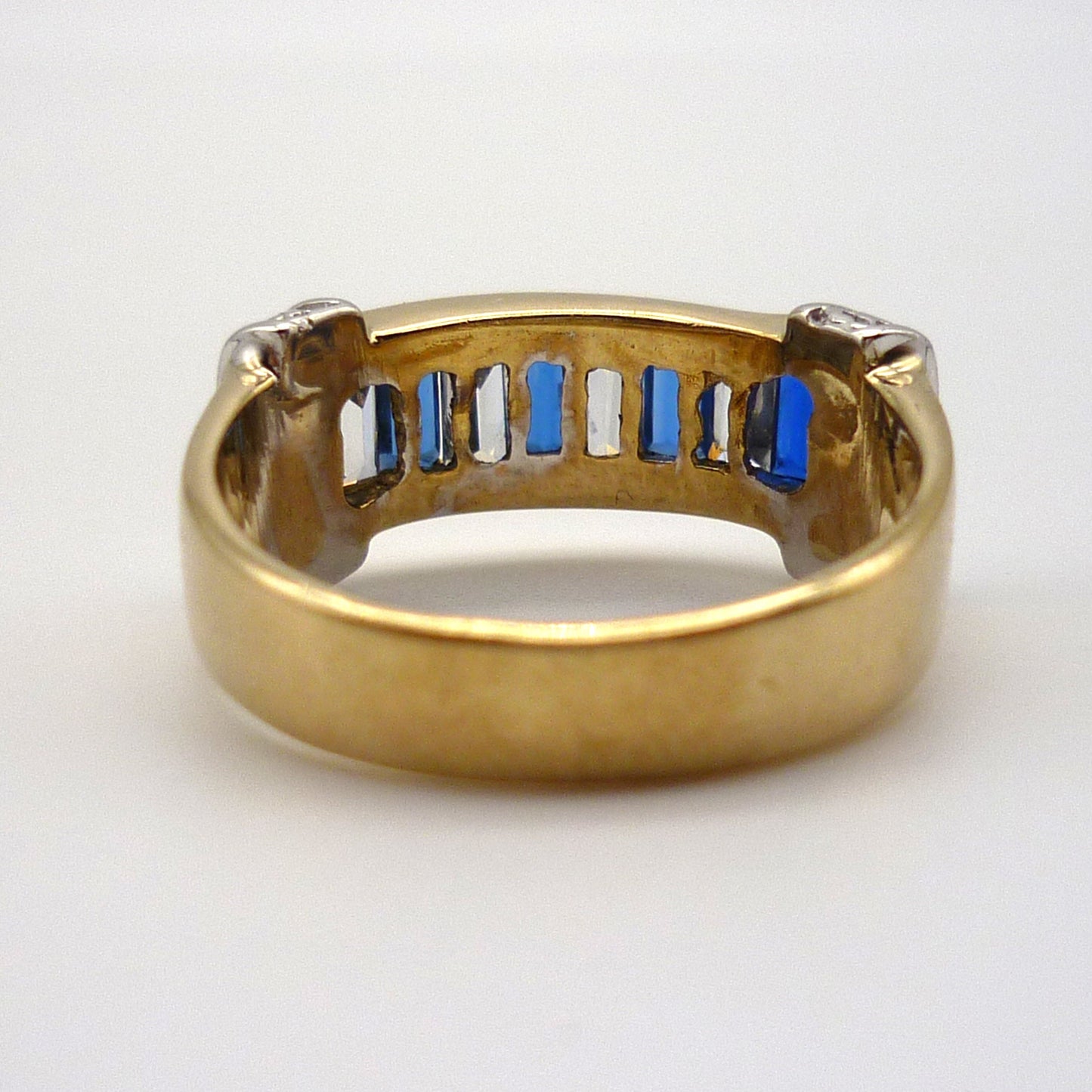 Chunky Gold Band with Blue & White Stones