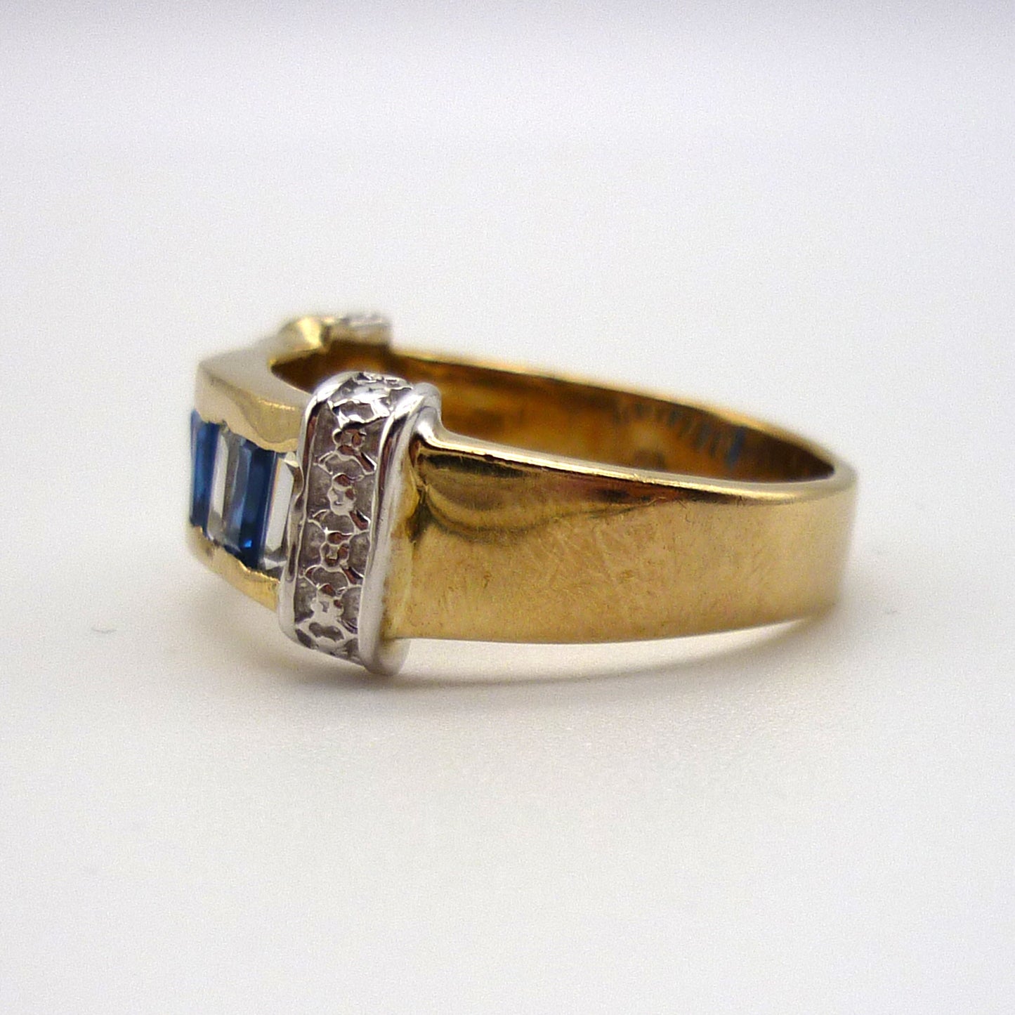 Chunky Gold Band with Blue & White Stones