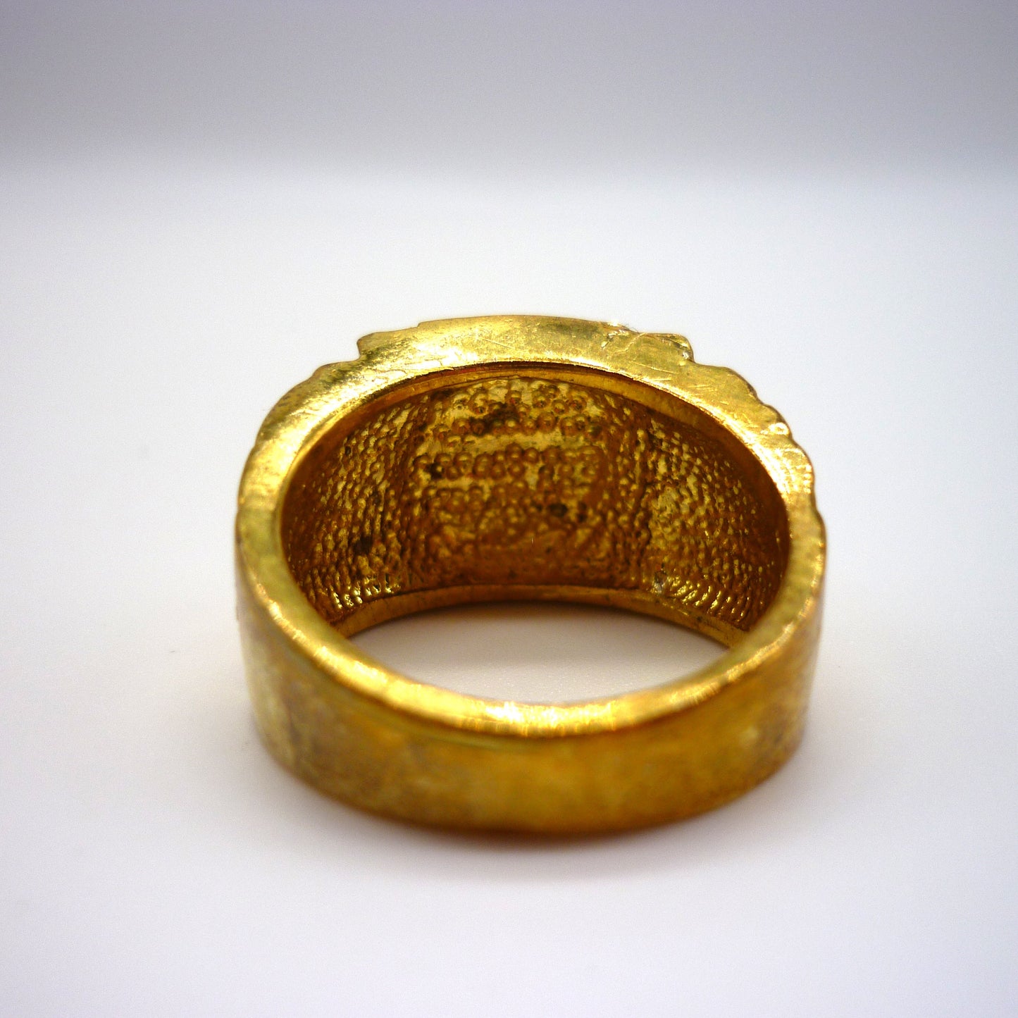 Costume Signet Ring Size 7.5, Gold Plated with Clear Stones