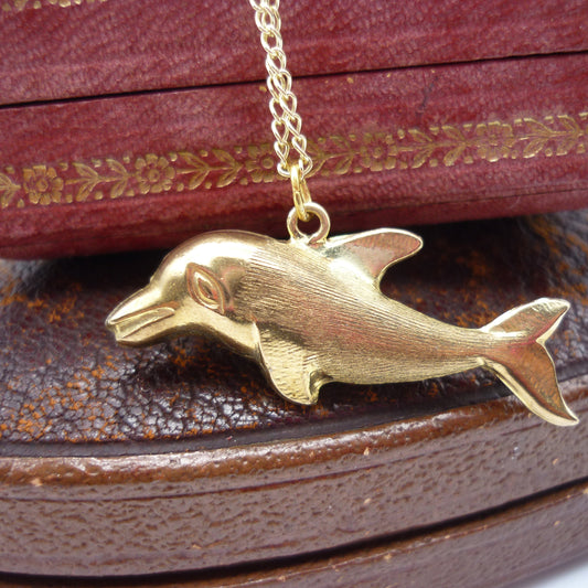 Vintage Gold Dolphin Pendant on Chain