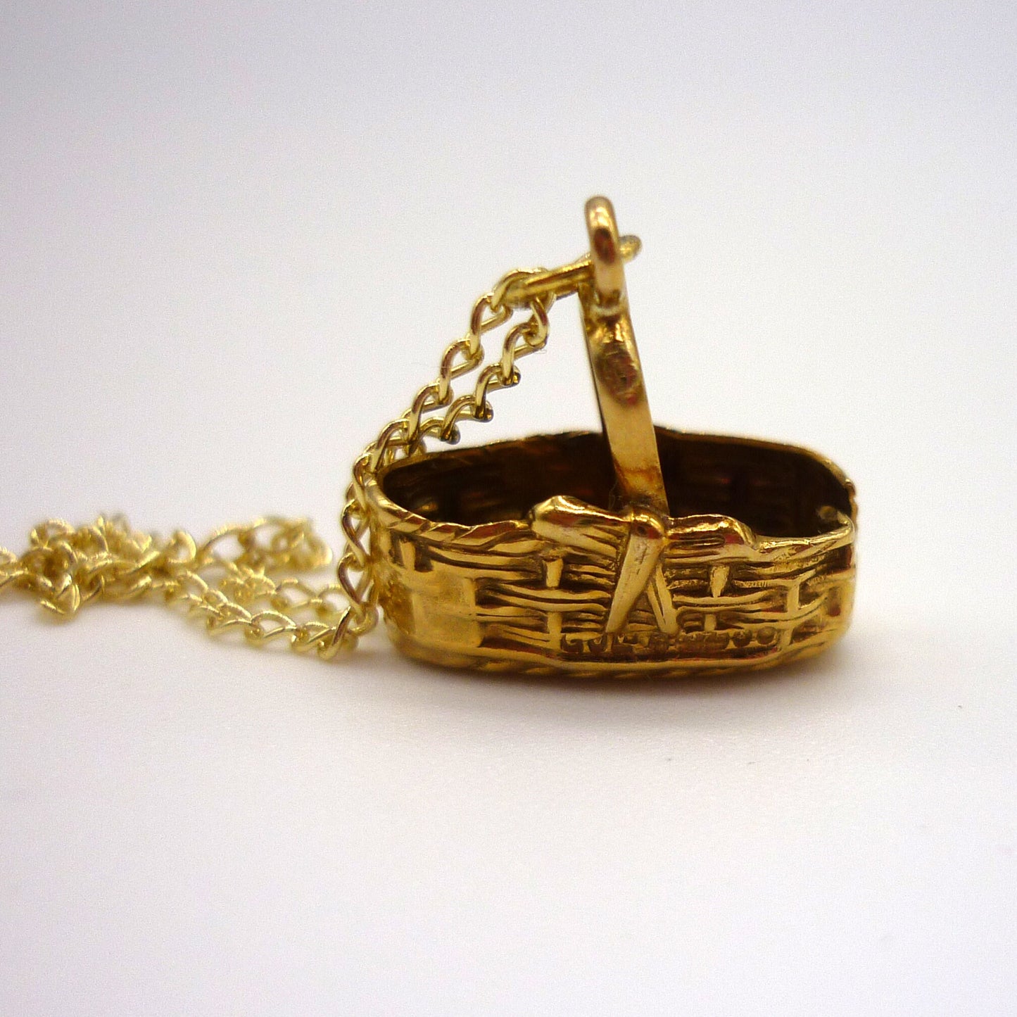 Little Gold Basket Charm Necklace