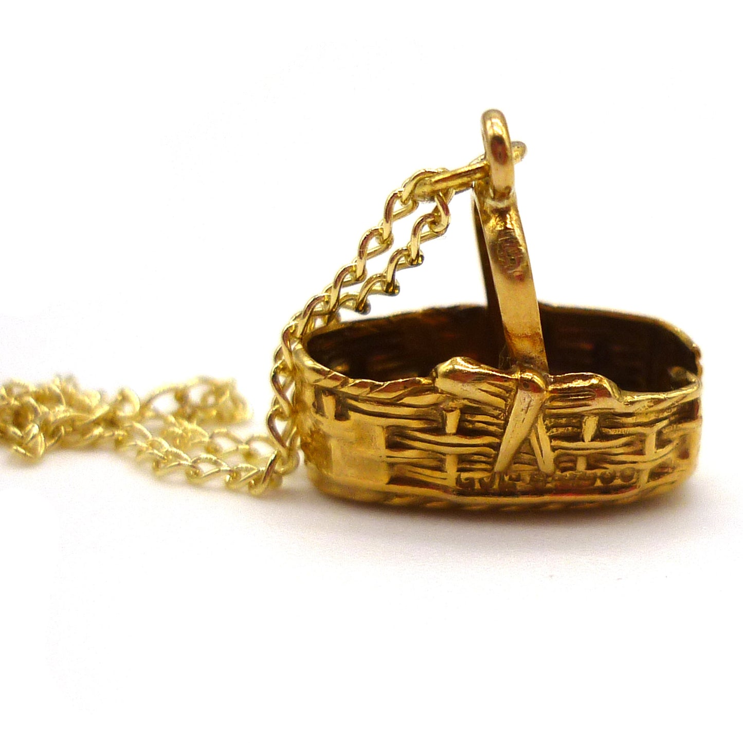 Little Gold Basket Charm Necklace
