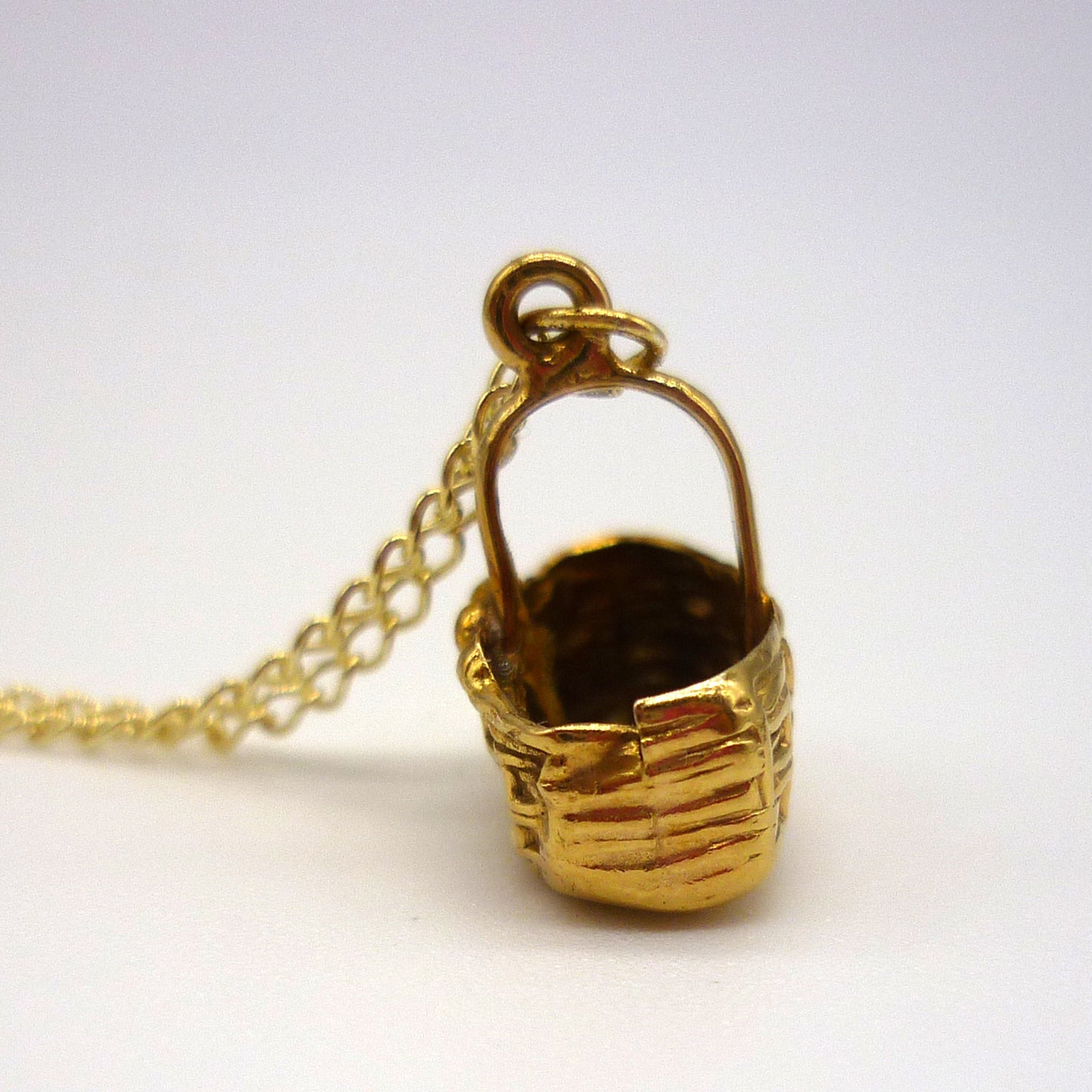 Little Gold Basket Charm Necklace