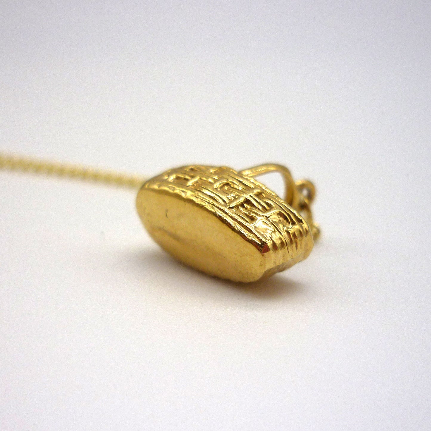 Little Gold Basket Charm Necklace