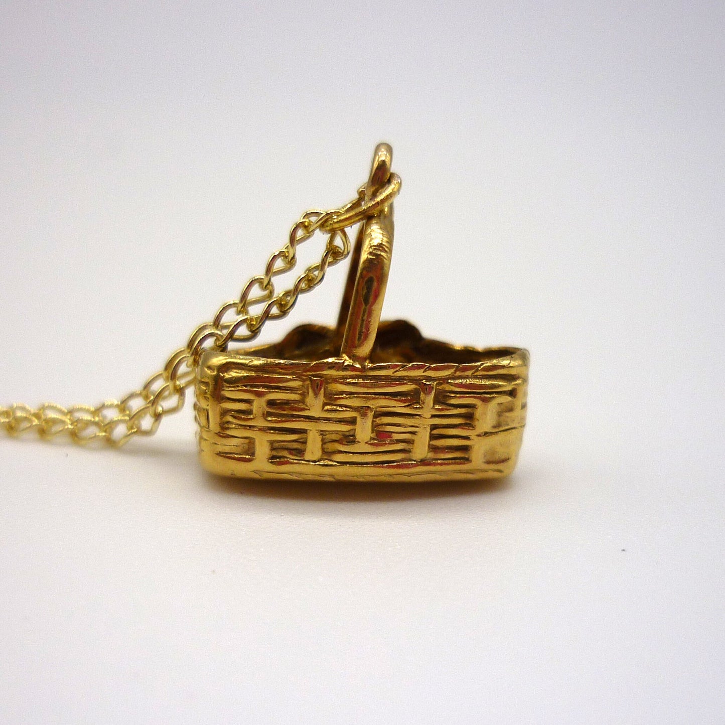 Little Gold Basket Charm Necklace