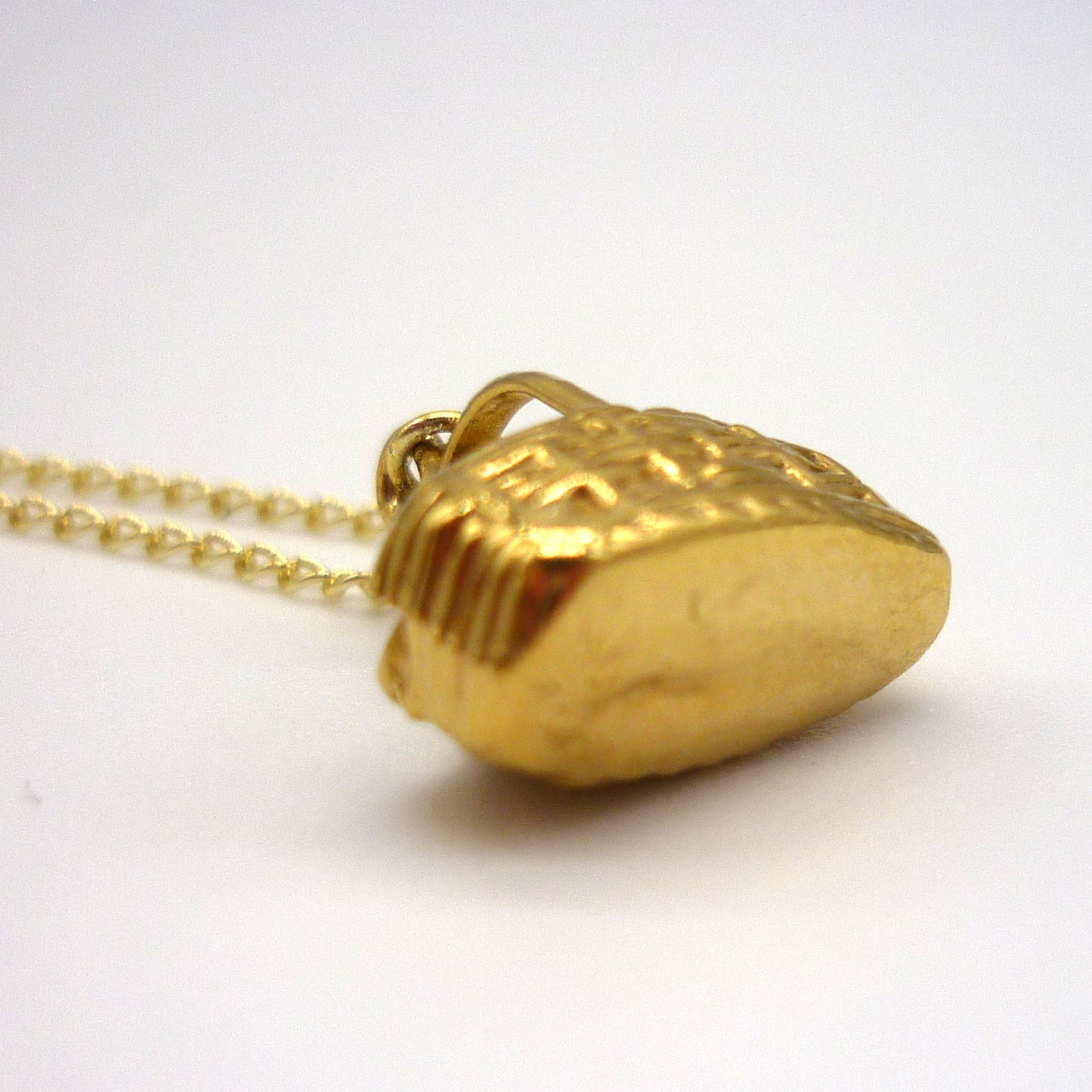 Little Gold Basket Charm Necklace