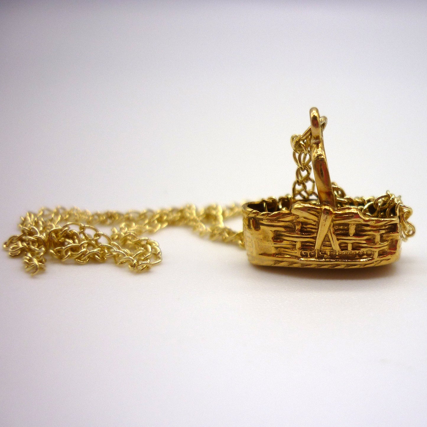 Little Gold Basket Charm Necklace