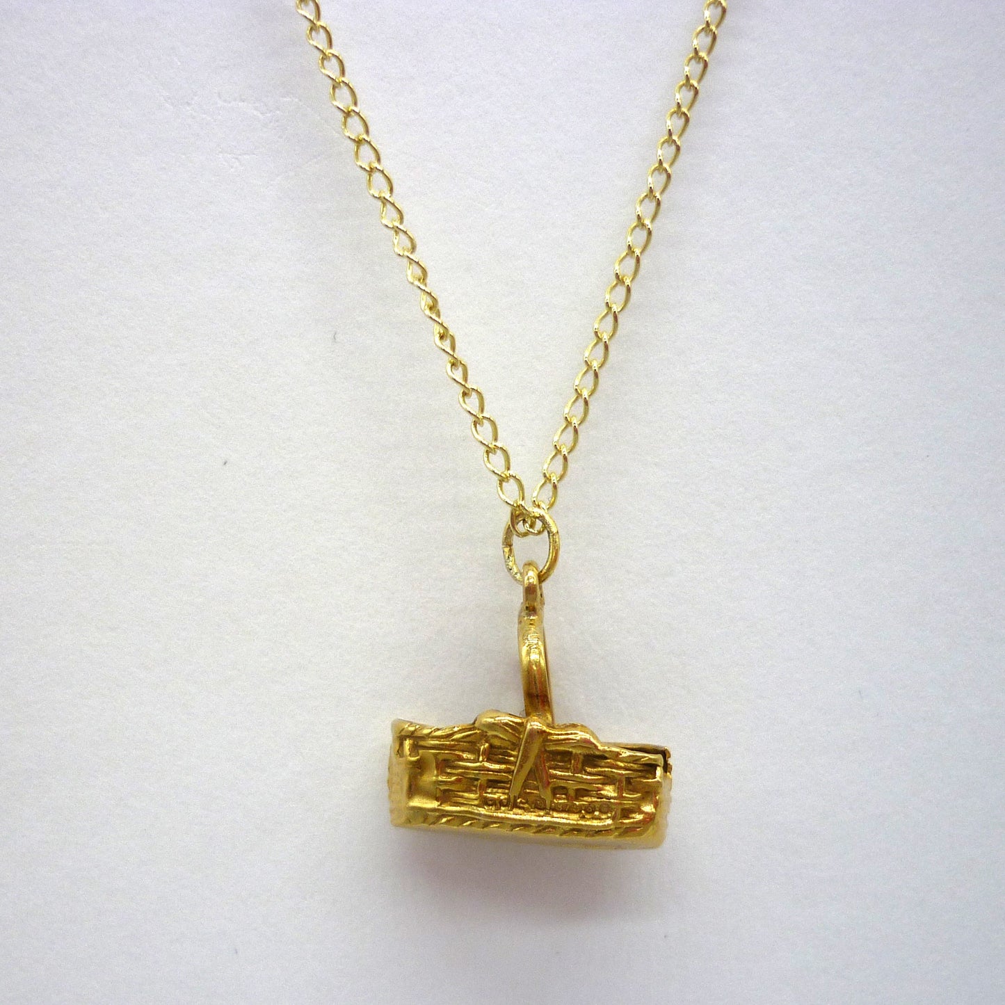 Little Gold Basket Charm Necklace