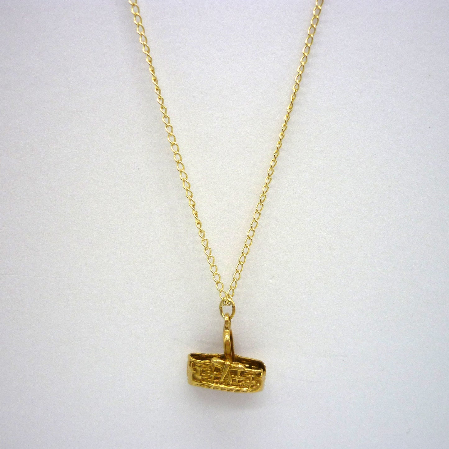Little Gold Basket Charm Necklace