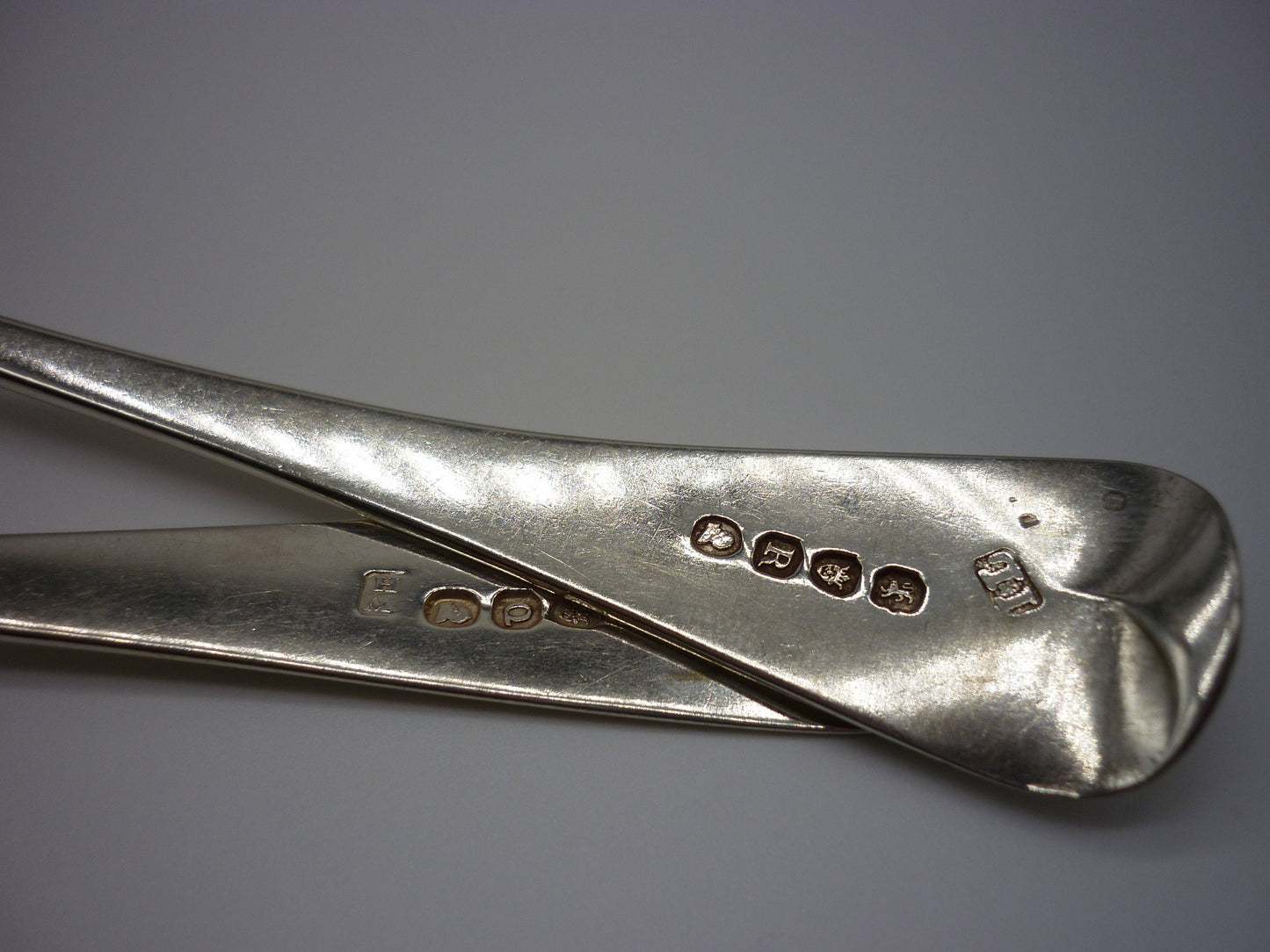 Antique Sterling Silver Basting Spoons: Georgian Engraved Serving Set