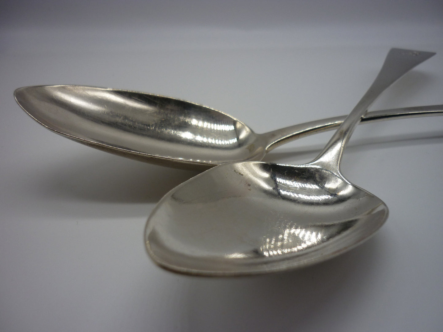 Antique Sterling Silver Basting Spoons: Georgian Engraved Serving Set