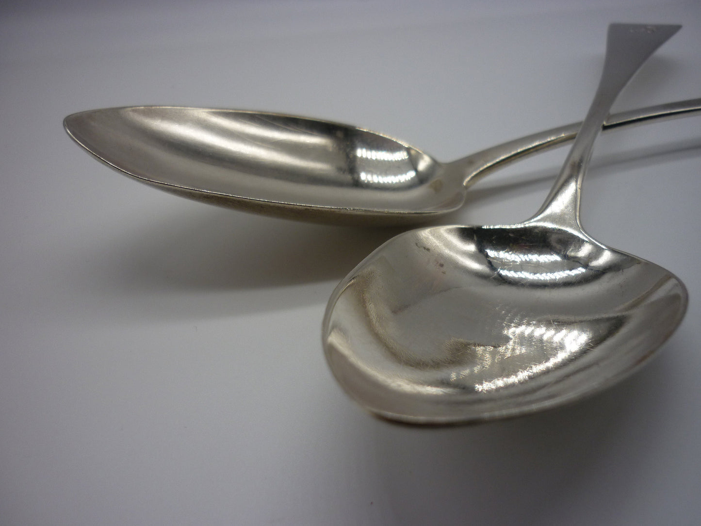 Antique Sterling Silver Basting Spoons: Georgian Engraved Serving Set