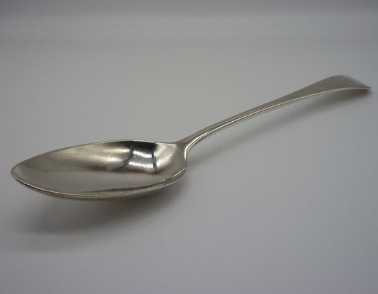 1799 Solid Silver Serving Spoon: Antique Old English Monogrammed Spoon