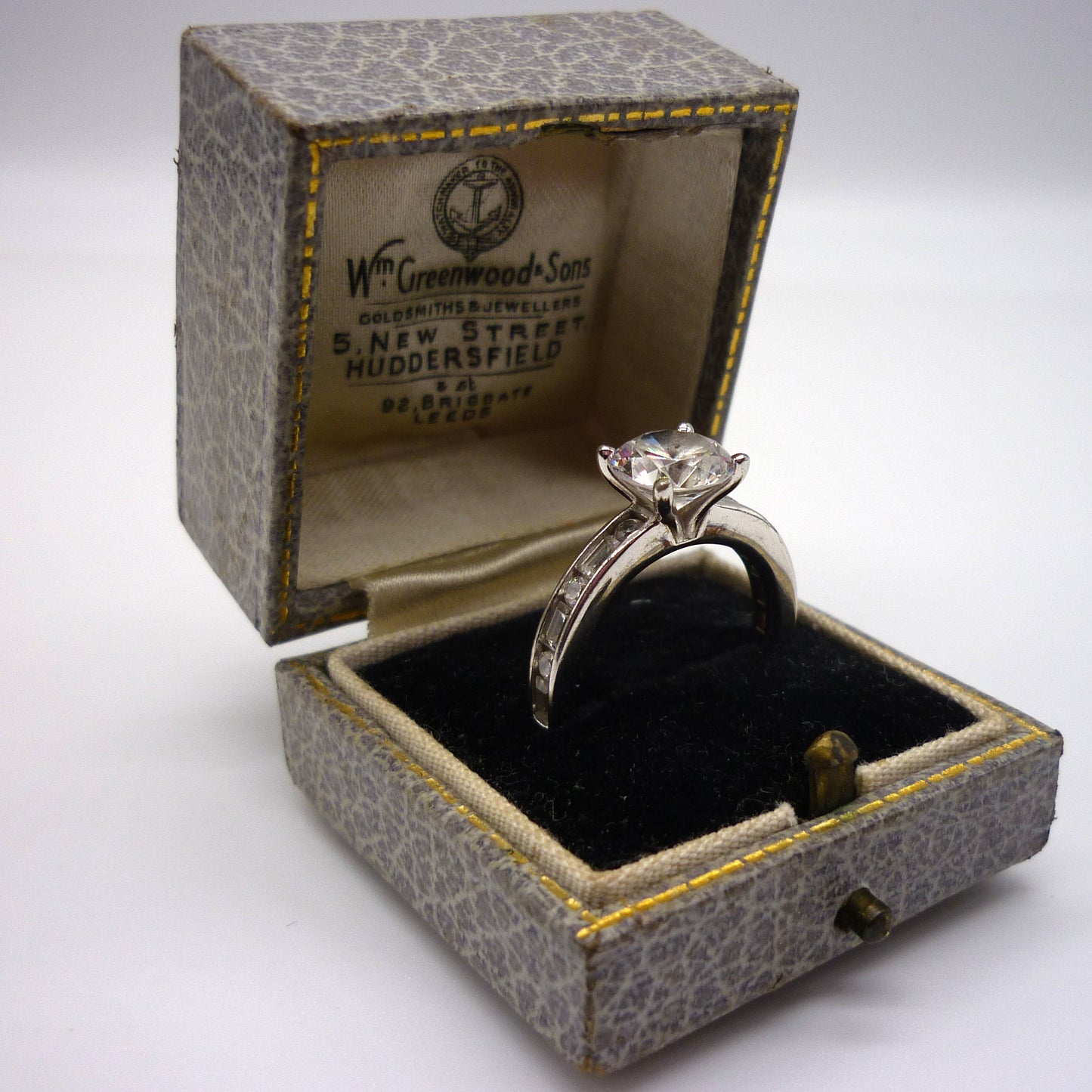 Simulated Diamond Solitaire Ring Size 6.5, Chunky Silver Band