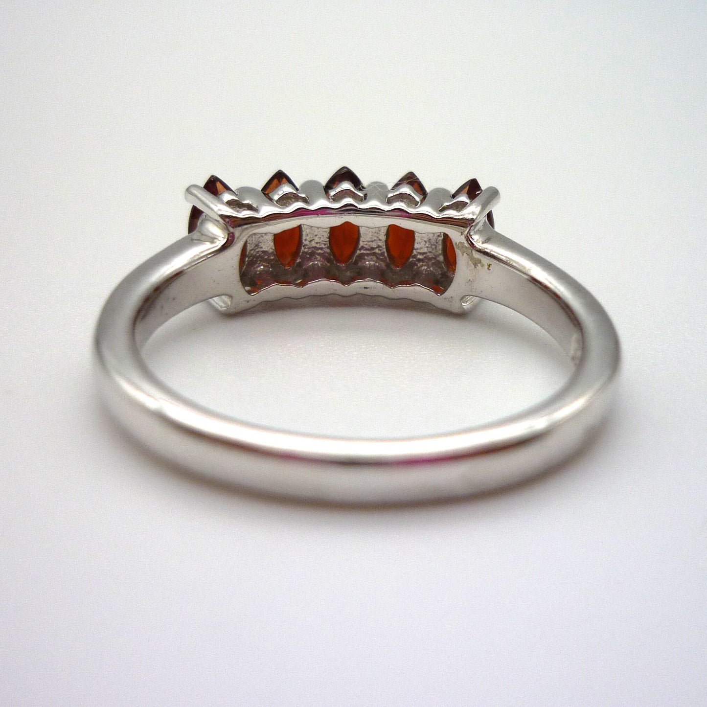 Silver Ring set with 5 Orange Toned Garnets