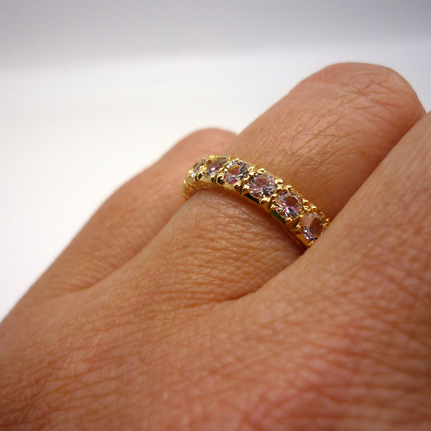 Antique 18k Yellow Gold & Spinel Full Eternity Band Size 5.5