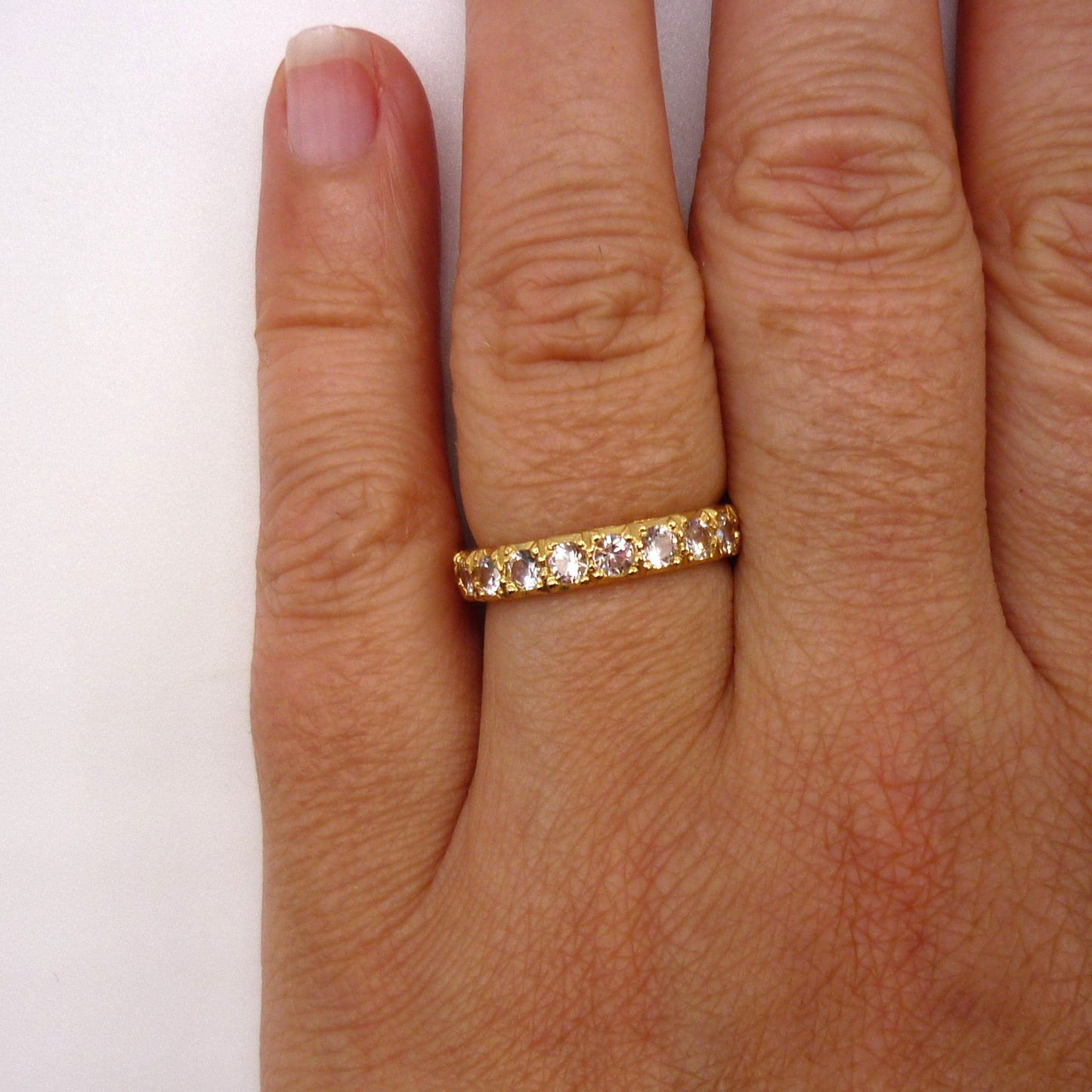 Antique 18k Yellow Gold & Spinel Full Eternity Band Size 5.5