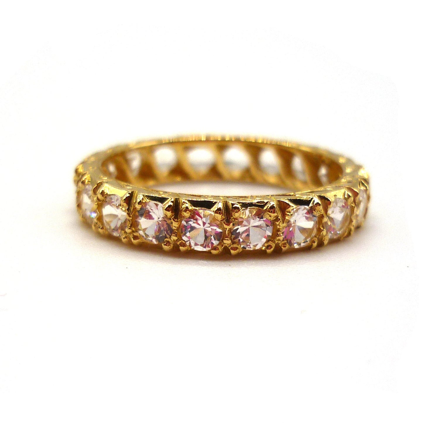 Antique 18k Yellow Gold & Spinel Full Eternity Band Size 5.5