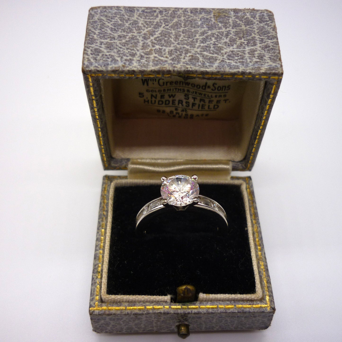 Simulated Diamond Solitaire Ring Size 6.5, Chunky Silver Band