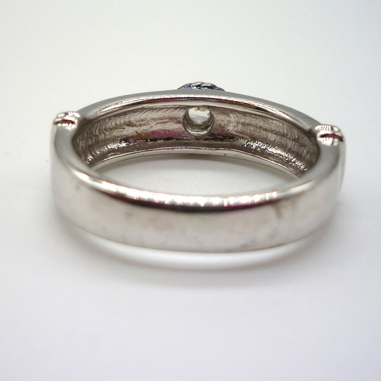 Sterling Silver Diamond Ring with Gold Braided Detail, Size 6.75