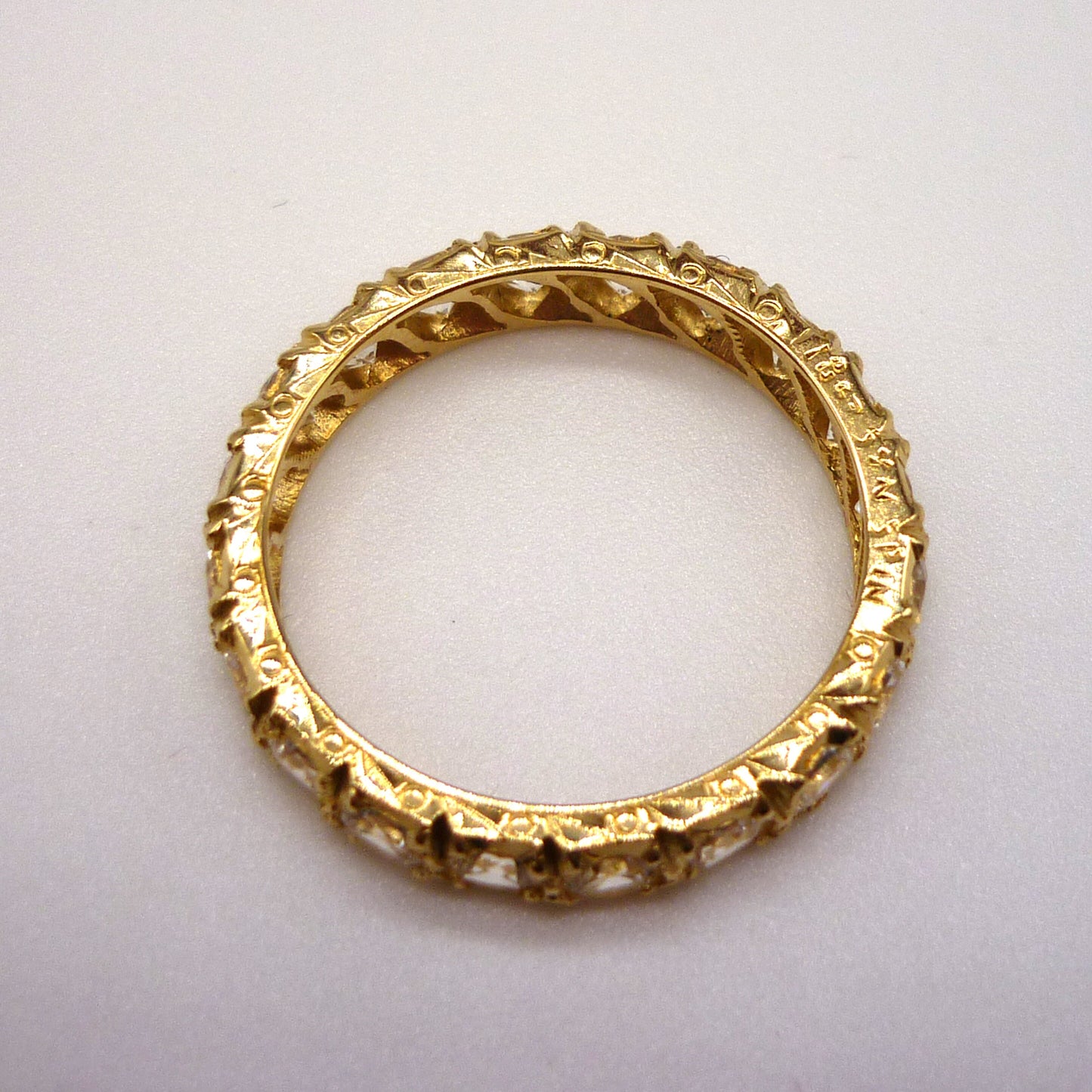 Antique 18k Yellow Gold & Spinel Full Eternity Band Size 5.5