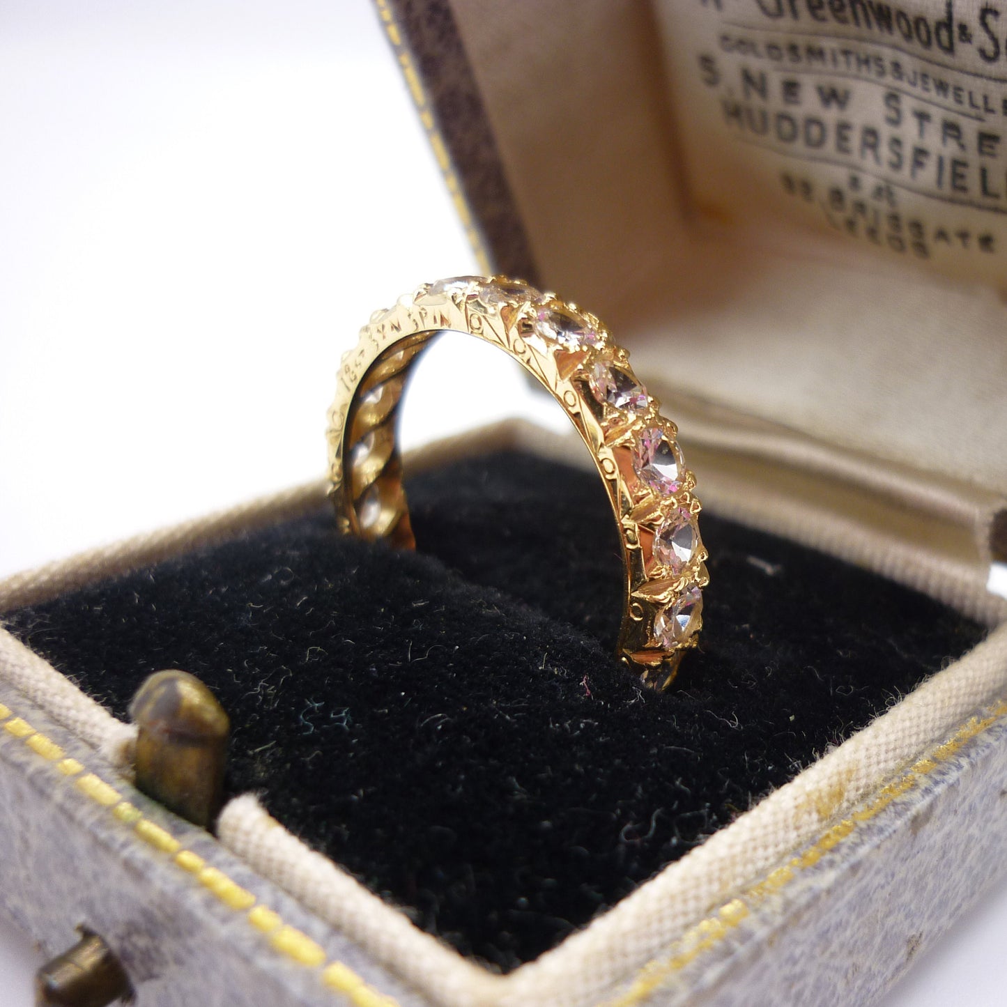 Antique 18k Yellow Gold & Spinel Full Eternity Band Size 5.5