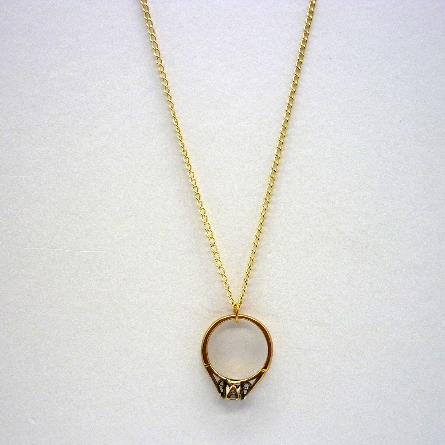 Wedding Ring Charm Necklace, Vintage Gift for Bride To Be