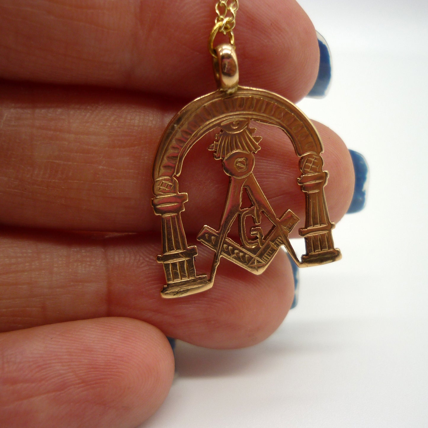 Antique Yellow Gold Masonic Pendant on Chain