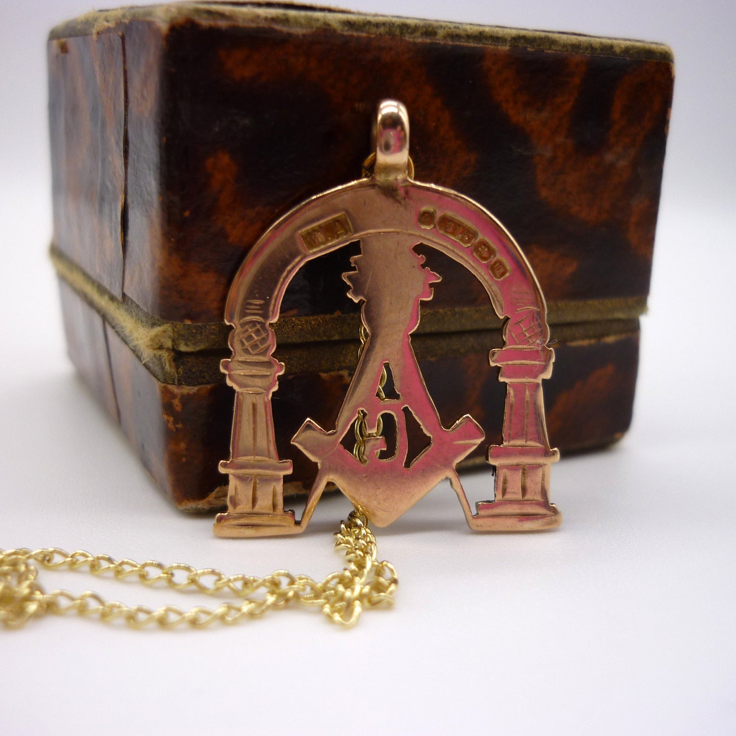 Antique Yellow Gold Masonic Pendant on Chain