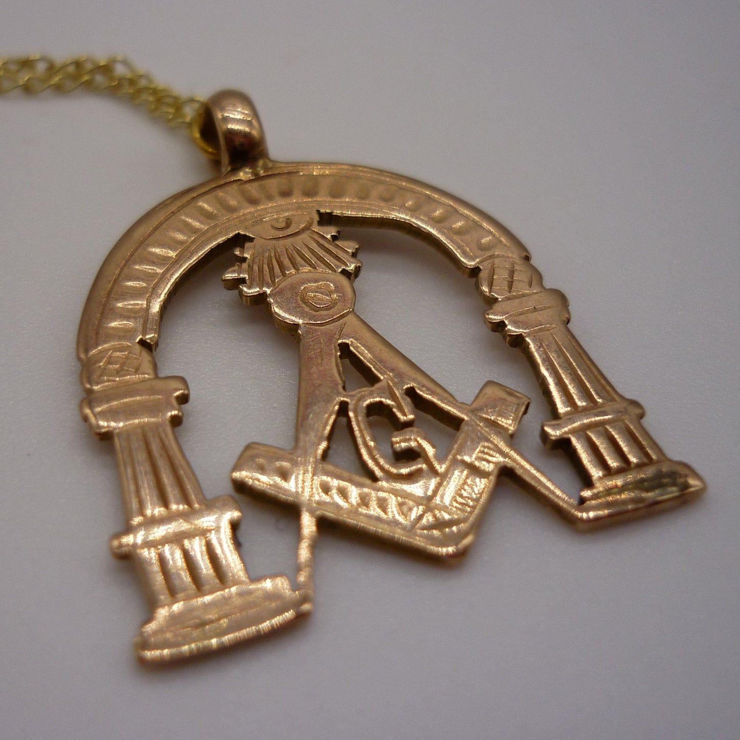 Antique Yellow Gold Masonic Pendant on Chain