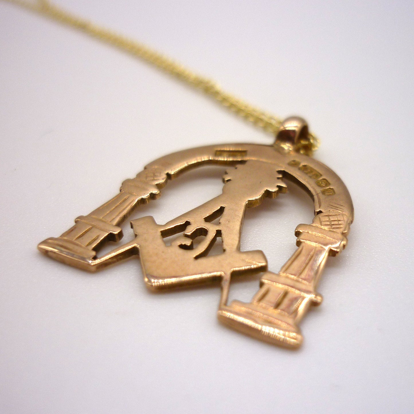 Antique Yellow Gold Masonic Pendant on Chain
