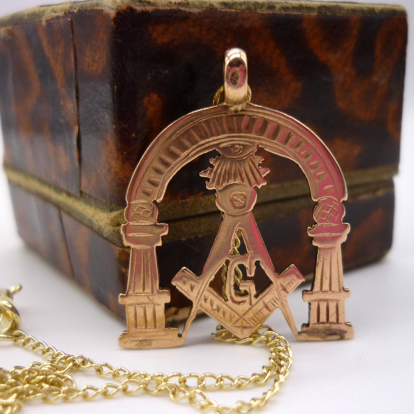 Antique Yellow Gold Masonic Pendant on Chain
