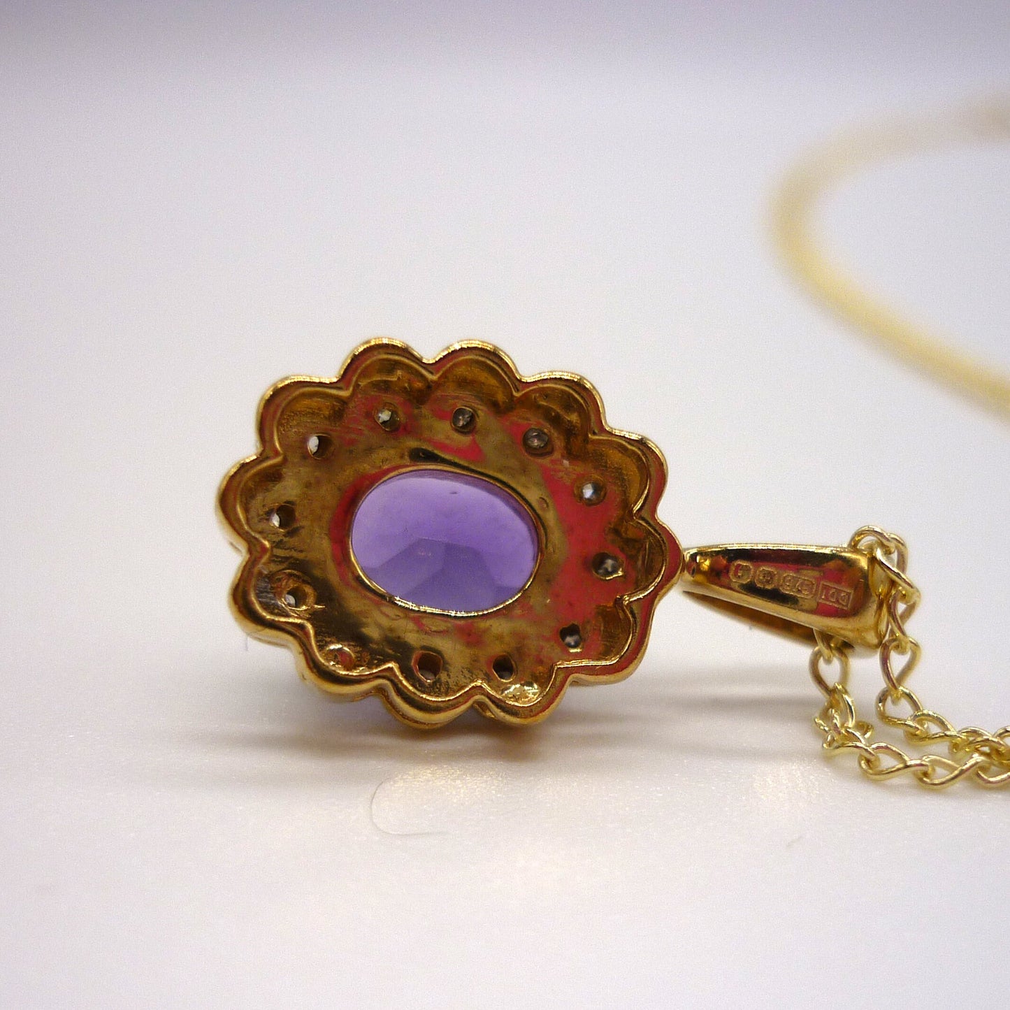 Amethyst & Diamond Halo Pendant