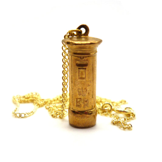 Vintage Gold British Post-box Charm Necklace