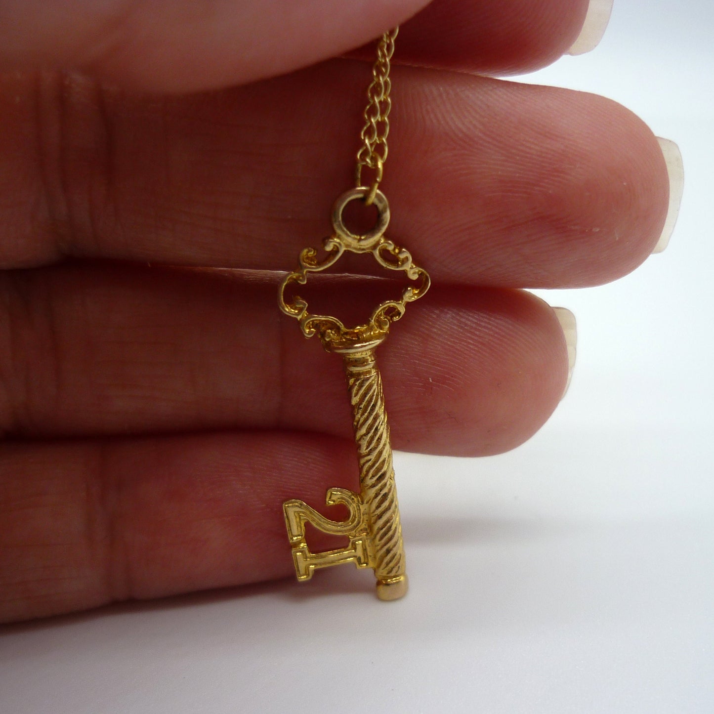 Vintage Gold 21 Key Charm Necklace