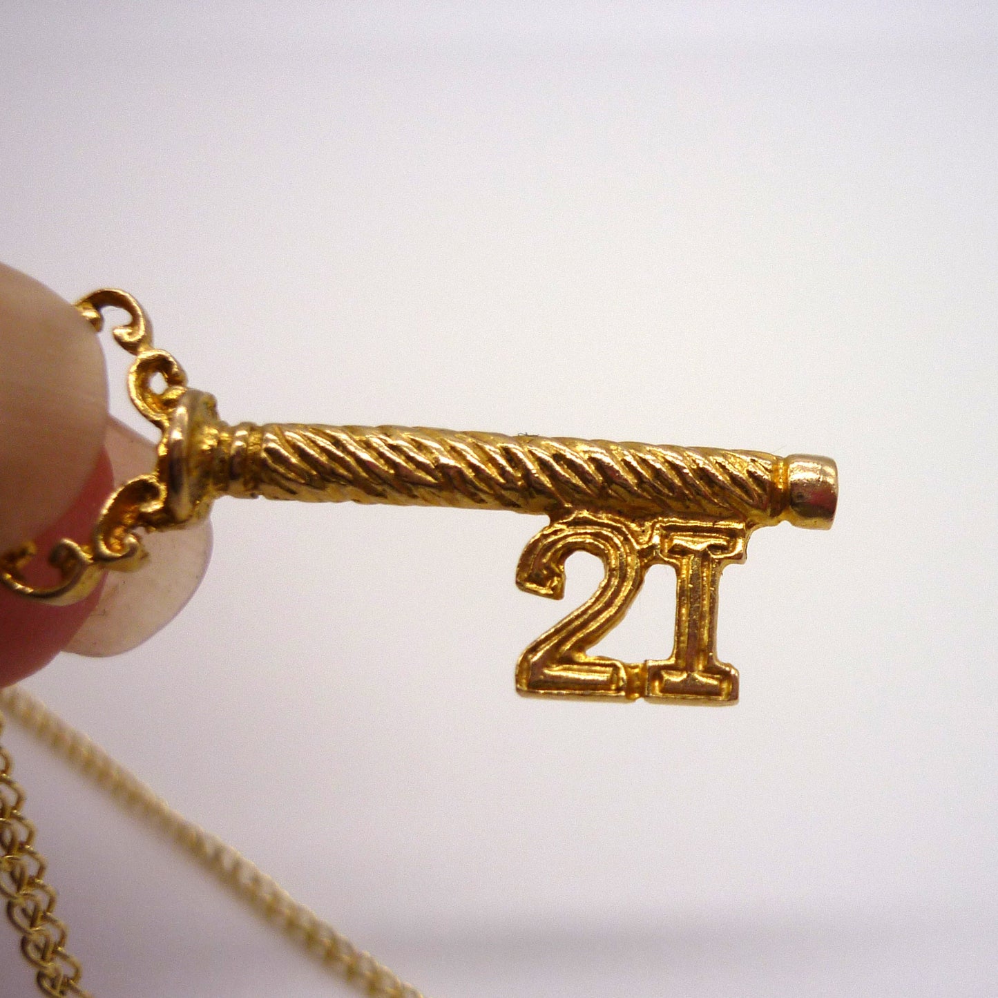 Vintage Gold 21 Key Charm Necklace