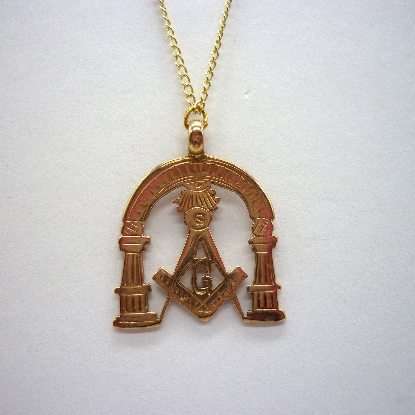 Antique Yellow Gold Masonic Pendant on Chain
