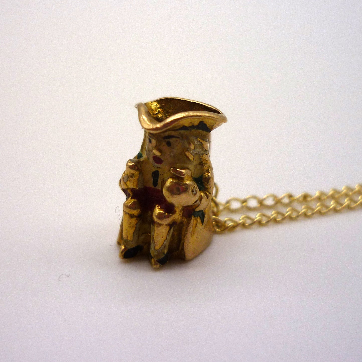 Vintage Gold Toby Jug Charm Necklace
