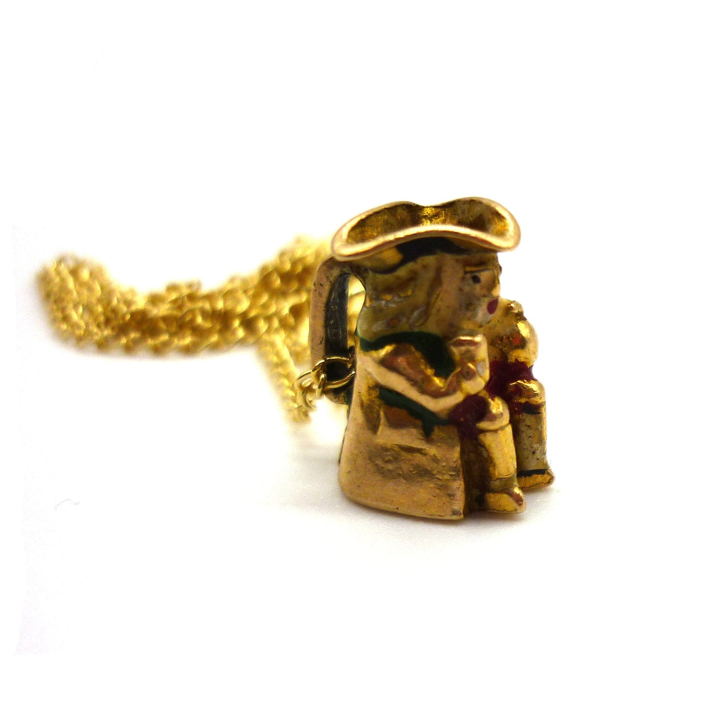 Vintage Gold Toby Jug Charm Necklace
