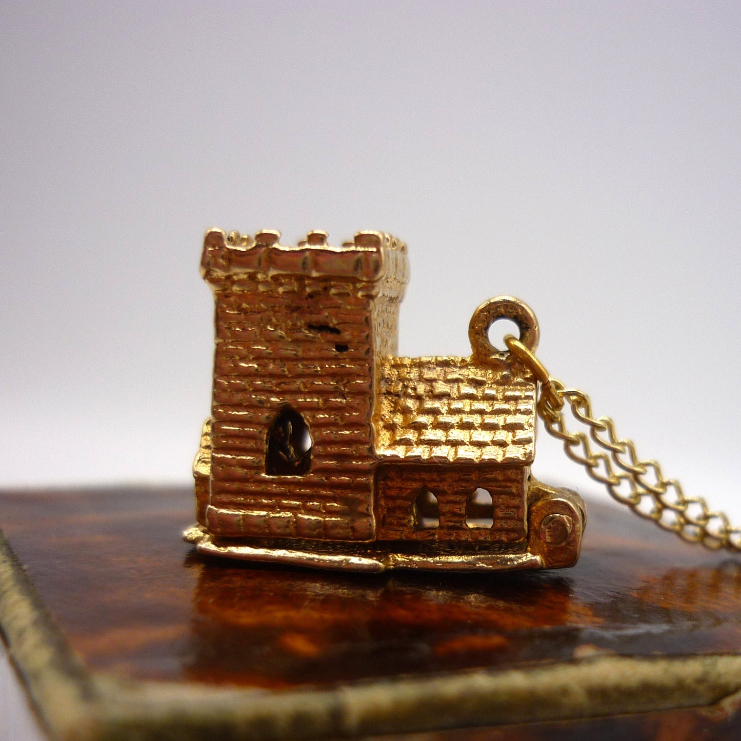 9ct Gold Opening Church Charm Necklace