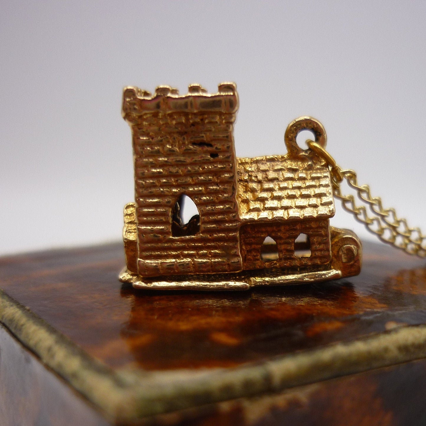 9ct Gold Opening Church Charm Necklace