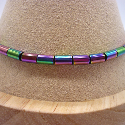 Multicoloured Strand Necklace, Earring & Bracelet Set, Long Thin Shiny Beads, Rainbow Jewellery For Woman