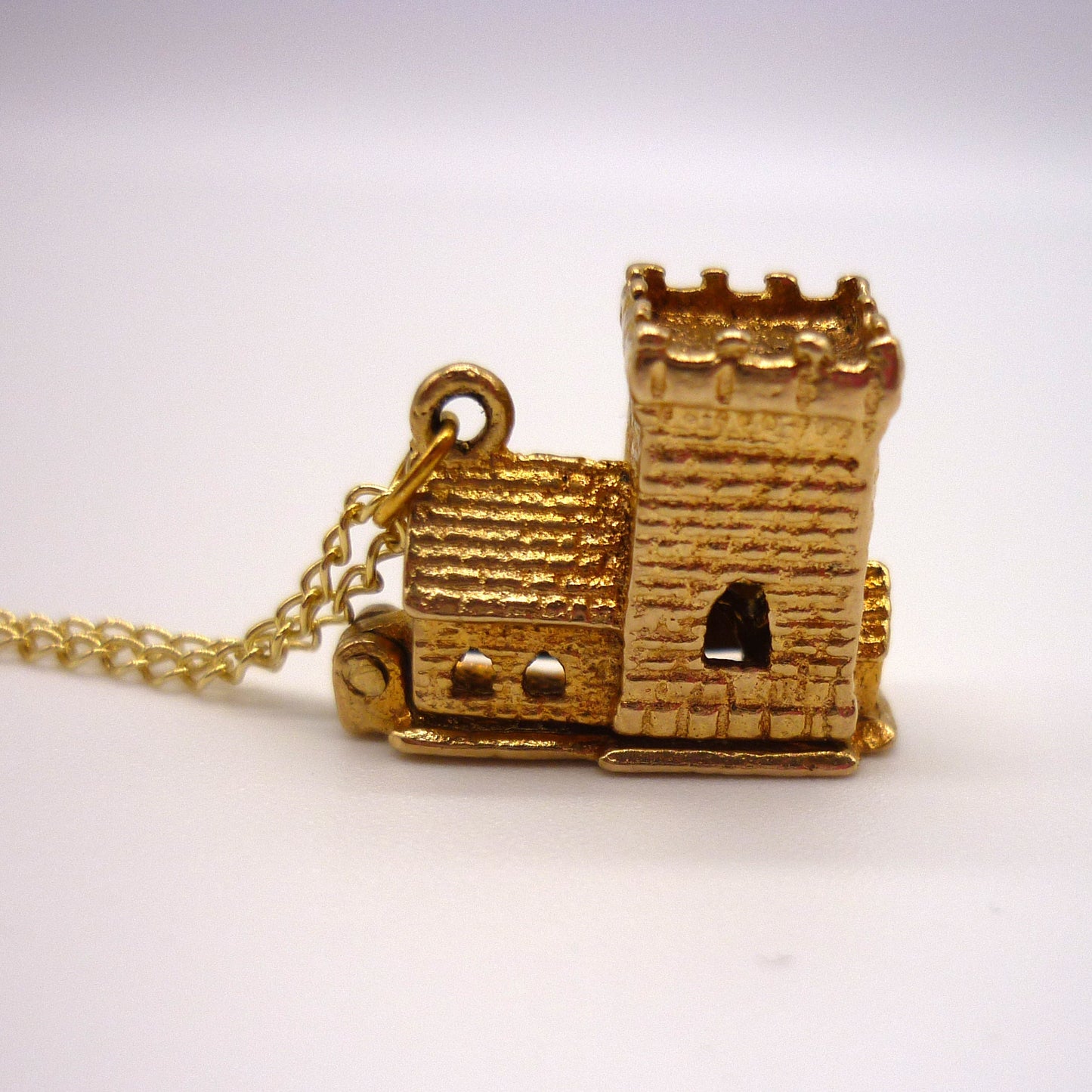 9ct Gold Opening Church Charm Necklace