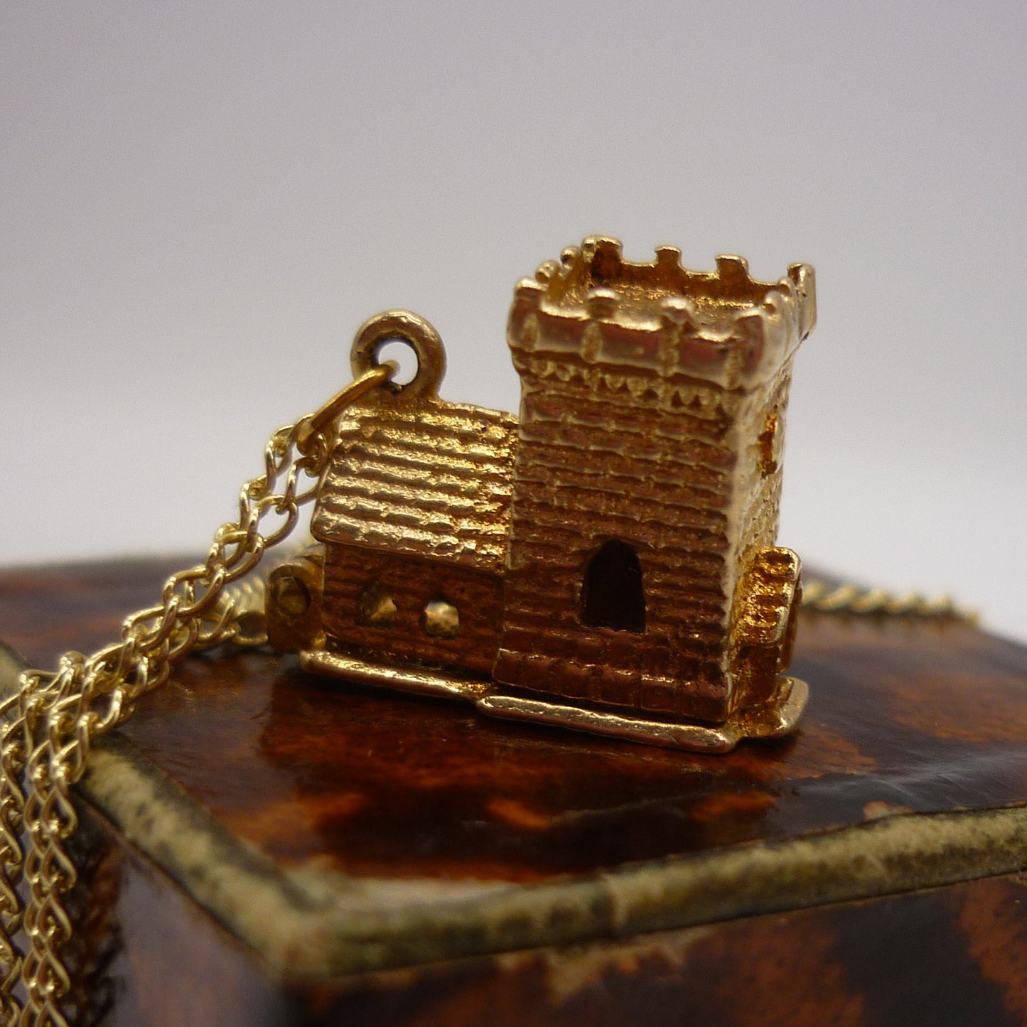 9ct Gold Opening Church Charm Necklace