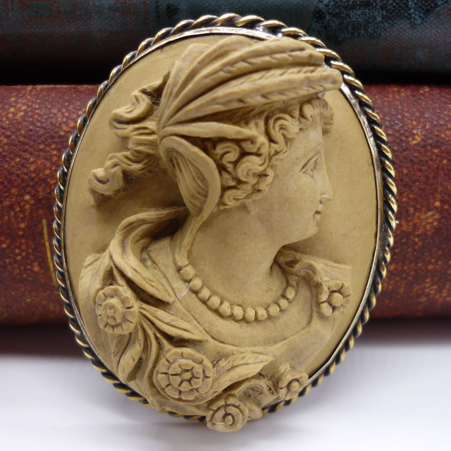 Large Antique Lava Cameo Brooch