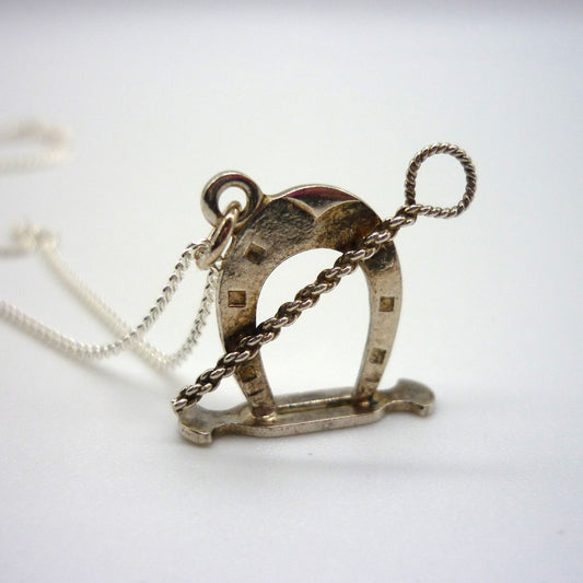 Vintage Silver Horseshoe Charm Necklace