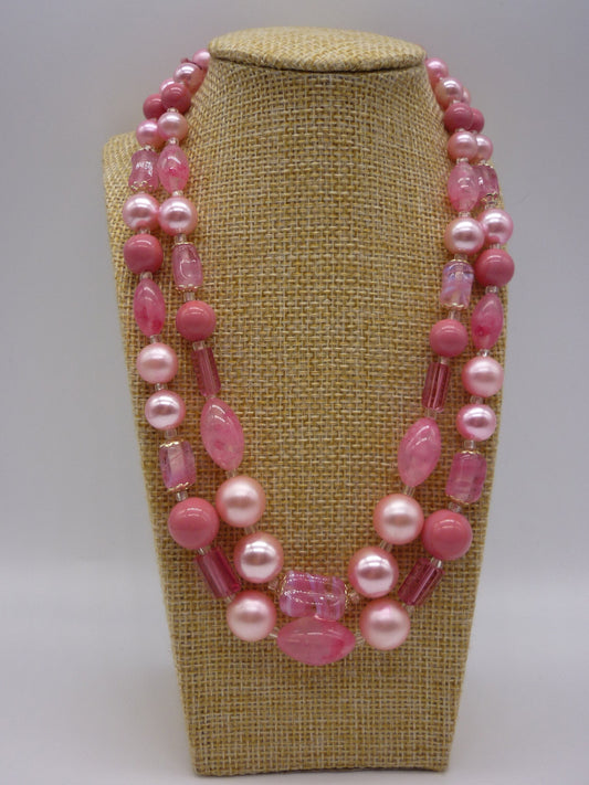 Fifties Pink Beaded Necklace