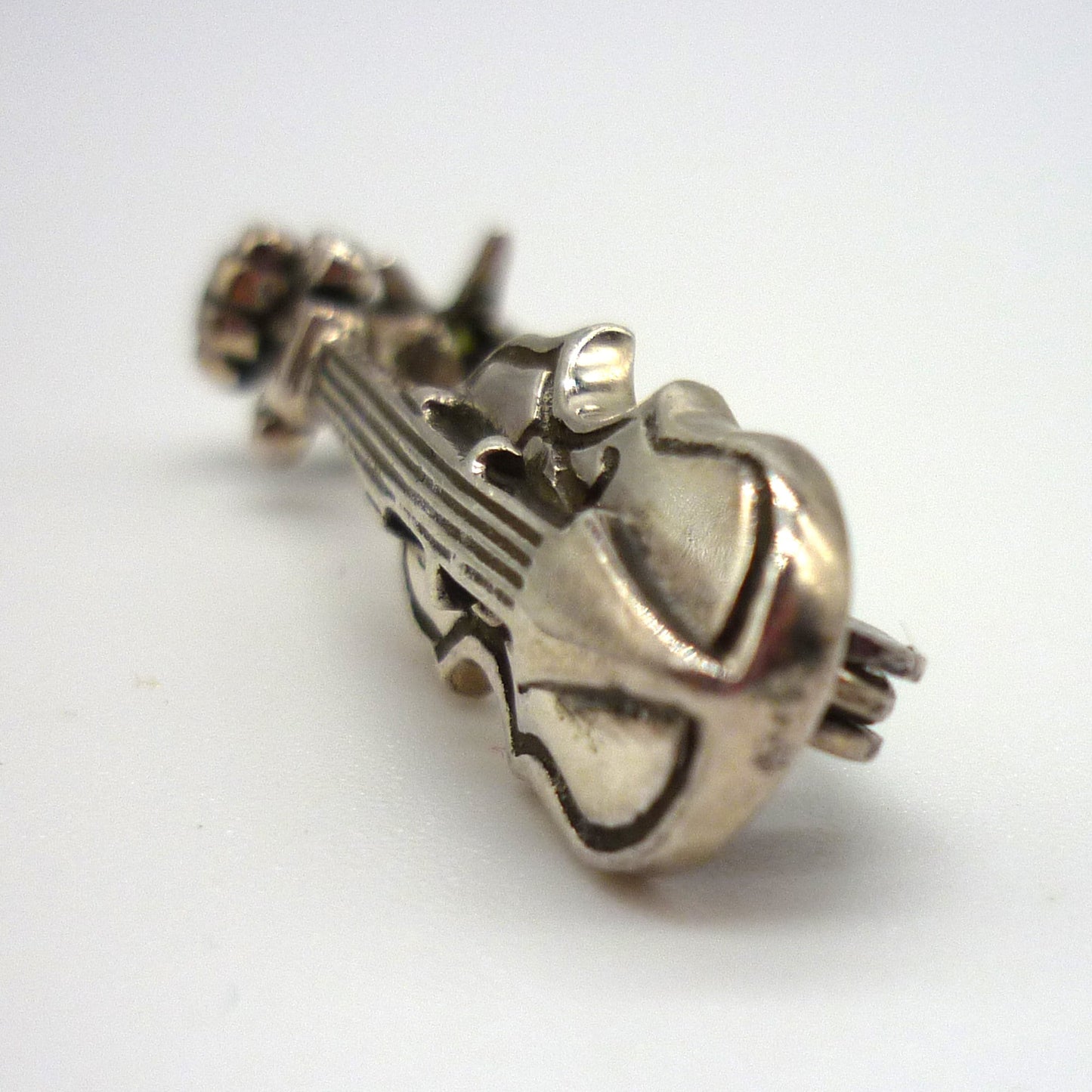 Vintage Silver Violin Lapel Pin