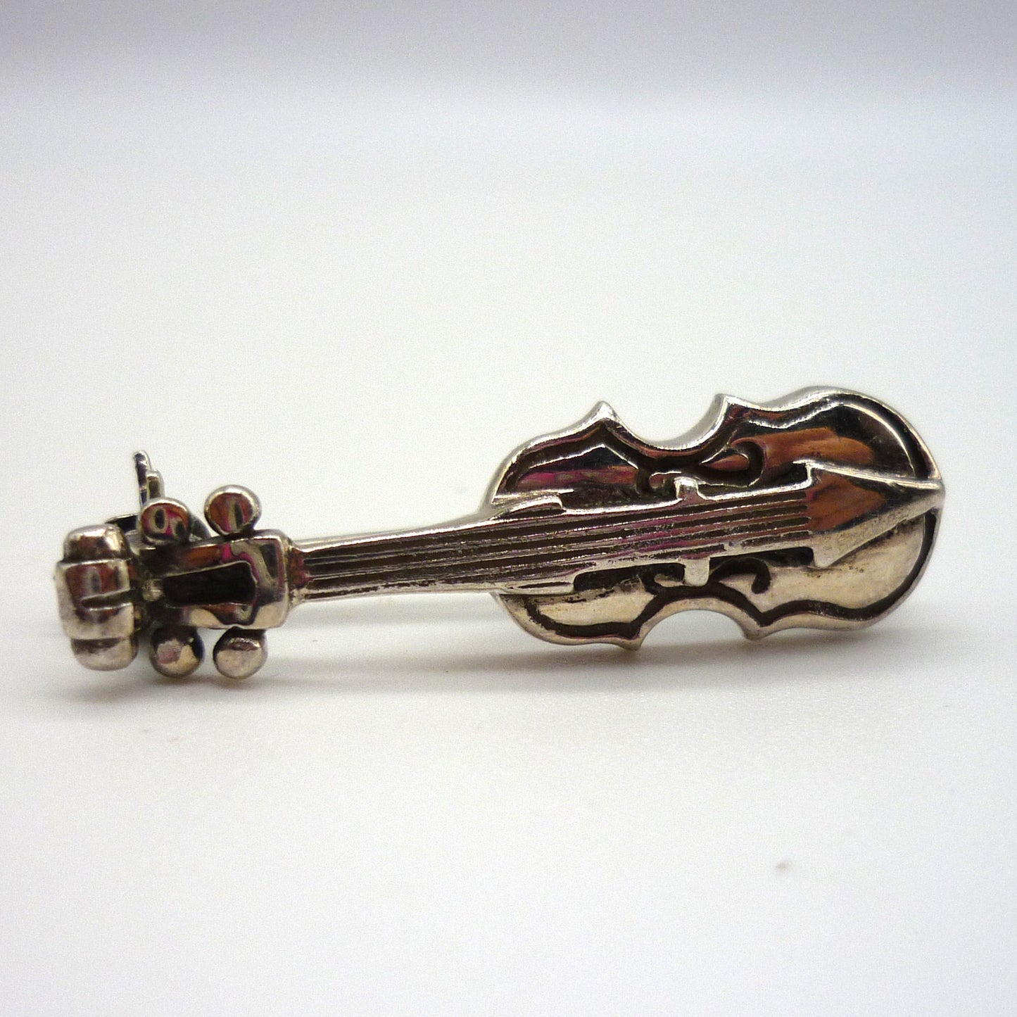 Vintage Silver Violin Lapel Pin