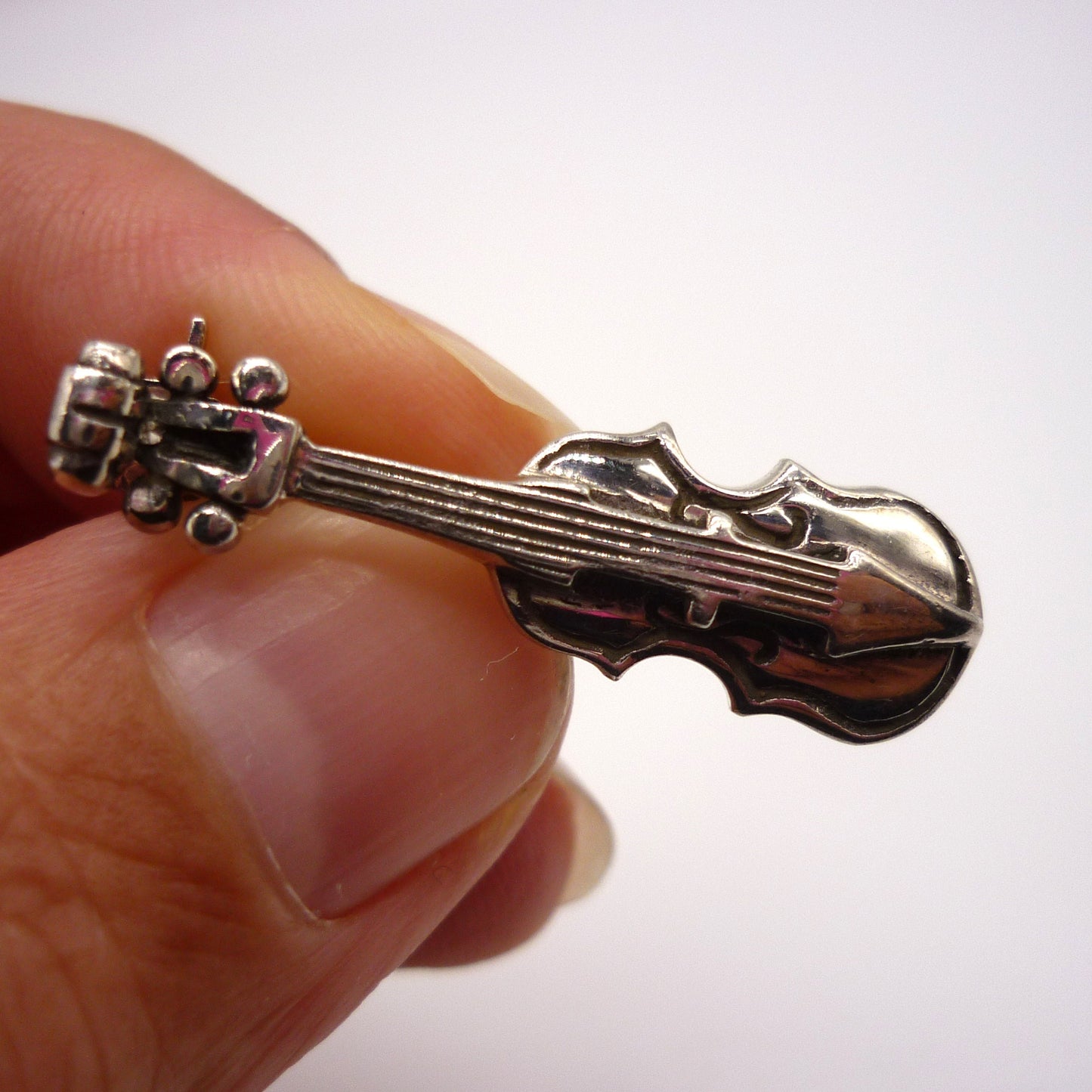 Vintage Silver Violin Lapel Pin